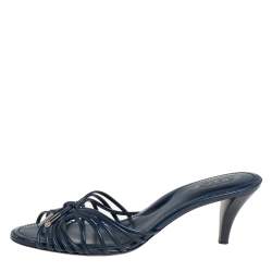Tod's Blue Leather Open Toe Sandals Size 38.5