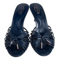 Tod's Blue Leather Open Toe Sandals Size 38.5