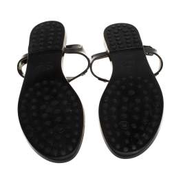 Pre Owned صندل فلان إصبع تودز مزين شراشيب جيلي أسود مقاس 41