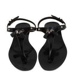 Pre Owned صندل فلان إصبع تودز مزين شراشيب جيلي أسود مقاس 41