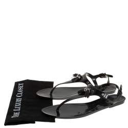 Pre Owned صندل فلان إصبع تودز مزين شراشيب جيلي أسود مقاس 41