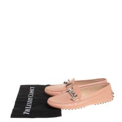 Pre Owned Tod's Pink Leather Gommino Driving Loafers Size 37