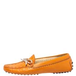 Pre Owned حذاء لوفرز تودز سير بيني جلد برتقالي مقاس 38.5