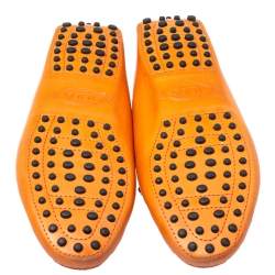 Pre Owned حذاء لوفرز تودز سير بيني جلد برتقالي مقاس 38.5