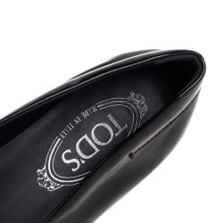 Pre Owned Tod's Black Leather Penny Slip On Loafers Size 38.5