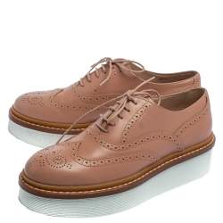 Tod's Pink Leather Lace Up Oxfords Size 37.5
