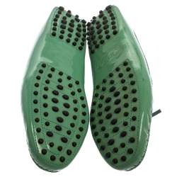 Pre Owned Tod's Green Patent Leather Bow Slip On Loafers Size 40