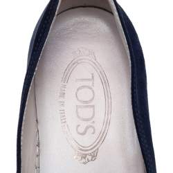 Pre Owned Tod's Navy Blue Suede Espadrille Slip On Sneakers Size 39.5