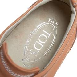 Pre Owned Tod's Brown Leather Velcro Low Top Sneakers Size 40