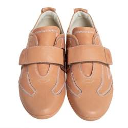 Pre Owned Tod's Brown Leather Velcro Low Top Sneakers Size 40