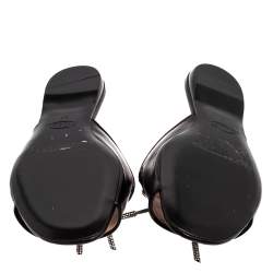 Pre Owned Tod's Limited Edition Black Leather Crystal  Embellished Bow Peep Toe Flat Slides Size 37