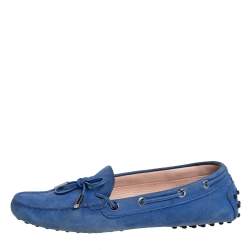 Tod's Blue Nubuck  Gommino Slip On Loafers Size 38.5