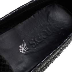 مملوكة مسبقًا Tod's Black Python Double T Slip On Loafers Size 37