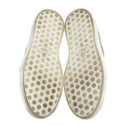 Pre Owned Tod's Beige Leather Studded Lace Up Sneakers Size 38