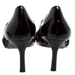 Pre Owned حذاء كعب عالي تودز جلد أسود لامع مفرغ مقدمة مدببة مقاس 37