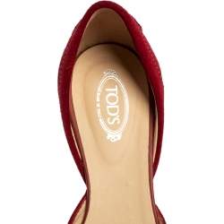 Pre Owned Tod’s Red Suede Cut Out Slip On Loafers Size 40