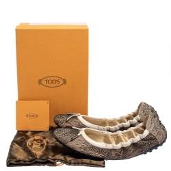 مملوكة مسبقًا Tod's Two Tone Lace Bow Scrunch Ballet Flats Size 41