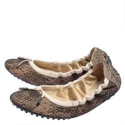 مملوكة مسبقًا Tod's Two Tone Lace Bow Scrunch Ballet Flats Size 41