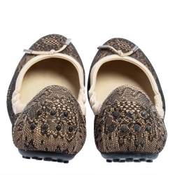 مملوكة مسبقًا Tod's Two Tone Lace Bow Scrunch Ballet Flats Size 41