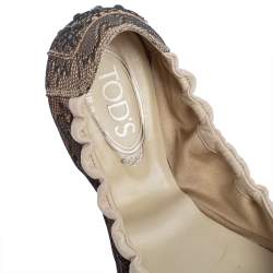 مملوكة مسبقًا Tod's Two Tone Lace Bow Scrunch Ballet Flats Size 41