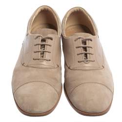 Pre Owned Tod's Beige Suede Lace Up Oxfords Size 41