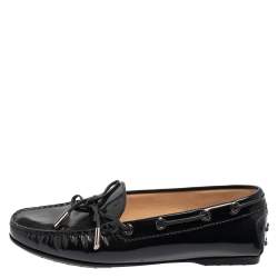 Pre Owned Tod's Blue Patent Leather City Gommino Driving Loafers Size 36.5