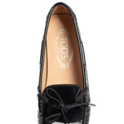 Pre Owned Tod's Blue Patent Leather City Gommino Driving Loafers Size 36.5