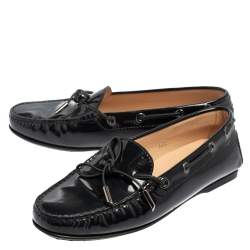 Pre Owned Tod's Blue Patent Leather City Gommino Driving Loafers Size 36.5