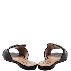 Tod's Black Leather Bow Slide Sandals Size 36.5