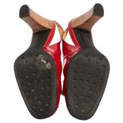 Pre Owned Tod's Red Patent Leather Penny Loafer Slingback Sandals Size 38.5