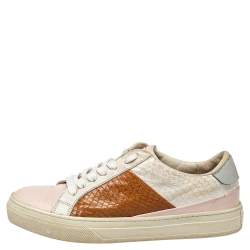 Tod's Multicolor Python And Leather Lace Up Sneakers Size 36