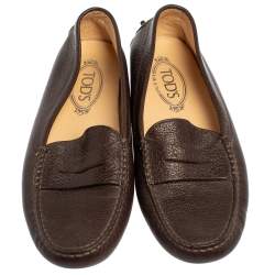 مملوكة مسبقًا حذاء لوفرز سليب أون تودز جلد بني مقاس 38.5