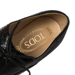 Pre Owned Tod's Black Leather Lace Up Oxfords Size 39.5