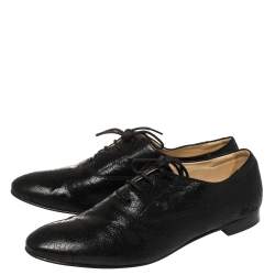 Pre Owned Tod's Black Leather Lace Up Oxfords Size 39.5