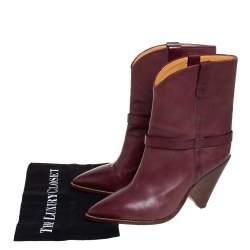 Pre Owned Isabel Marant Burgundy Leather Ankle Boots Size 41