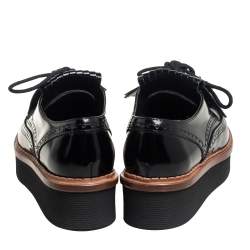 Pre Owned Tod's Black Brogue Leather Fringe And Tassel Platform Derby Size 36.5