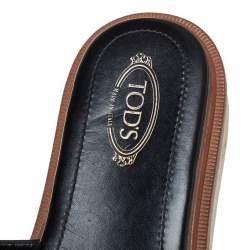 Tod's Black Leather Fringe And Tassel Detail Slide Sandals Size 38
