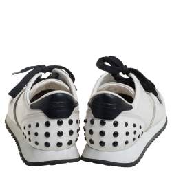 Pre Owned Tod's White/Black Leather Low Top Sneakers Size 37.5