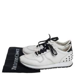 Pre Owned Tod's White/Black Leather Low Top Sneakers Size 37.5