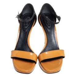 Tod's Brown Patent Leather Wedge Ankle Strap Sandals Size 38