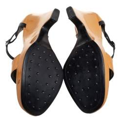 Tod's Brown Patent Leather Wedge Ankle Strap Sandals Size 38