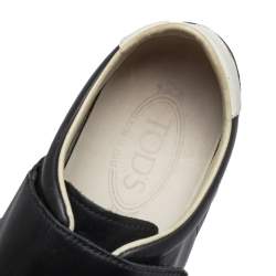 Pre Owned Tods Black/White Leather Slip on Sneakers Size 38