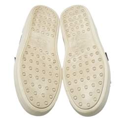 Pre Owned Tods Black/White Leather Slip on Sneakers Size 38