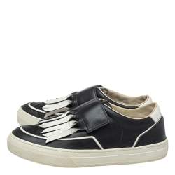 Pre Owned Tods Black/White Leather Slip on Sneakers Size 38