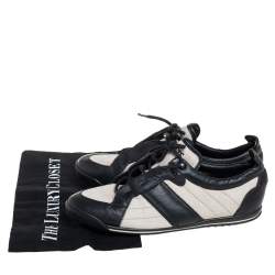 Pre Owned Tod's White/Black Suede And Leather Low Top Sneakers Size 38.5