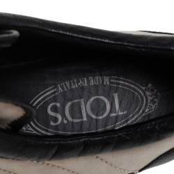 Pre Owned Tod's White/Black Suede And Leather Low Top Sneakers Size 38.5