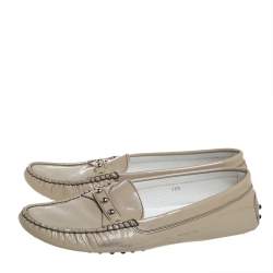 Tod's Grey Patent Leather Slip on Loafers Size 40.5