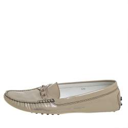 Tod's Grey Patent Leather Slip on Loafers Size 40.5