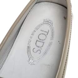 Tod's Grey Patent Leather Slip on Loafers Size 40.5