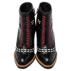 Pre Owned Tod's Black Leather Cross-Stitch Gipsy Ankle Boots Size 36